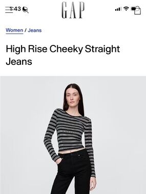GAP High Rise Cheeky Straight Jeans in Black